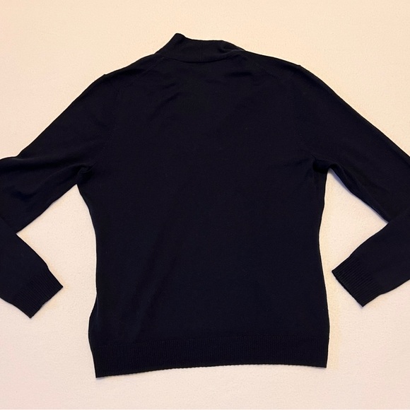 BROOKS BROTHERS dark navy v-neck 100% merino wool soft long sleeve sweater top - Picture 9 of 9